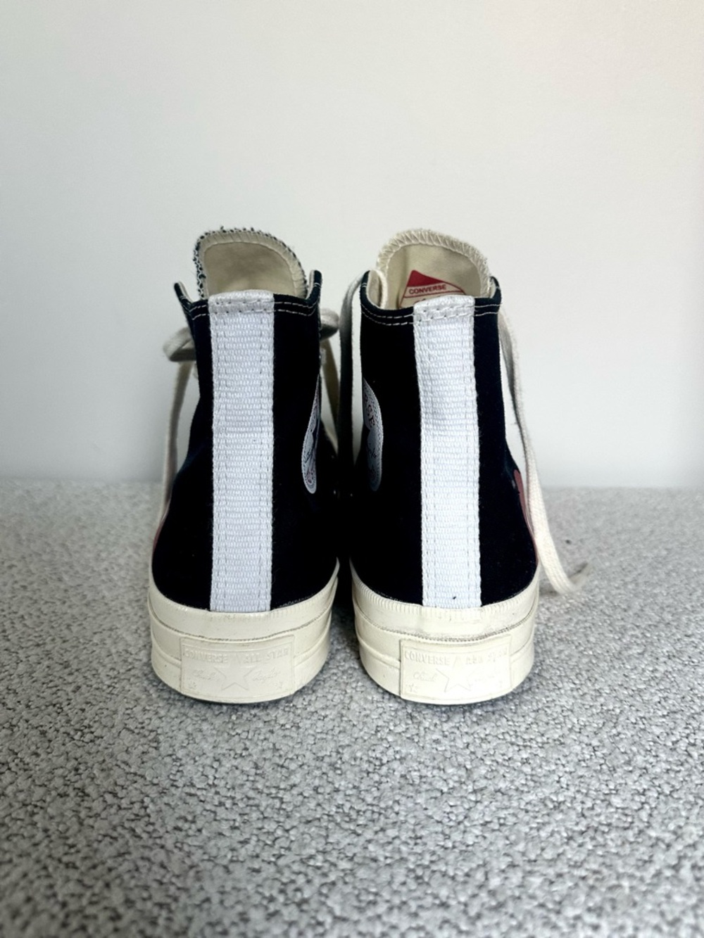 Converse All Star x Comme Des Garçons Play Large Emblem Black High Top Sneakers - Picture 8 of 13
